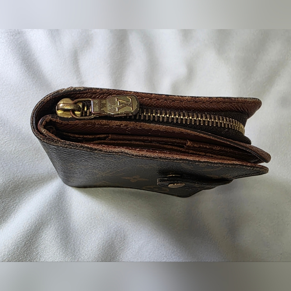 Vntg Louis Vuitton Monogram Compact Bifold Zip Wallet Made in Spain Brown Canvas - Picture 3 of 12